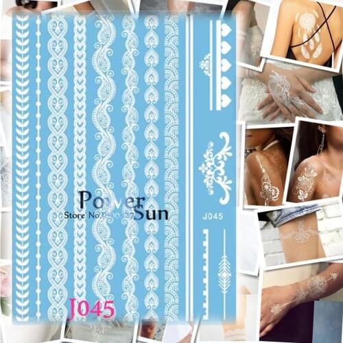 1PC Sexy Lace Leave Bracelet Design White Henna Tattoo Body Art Temporary Tattoo Sticker Women Wedding Jewel Arm Leg Tatoo PJ045