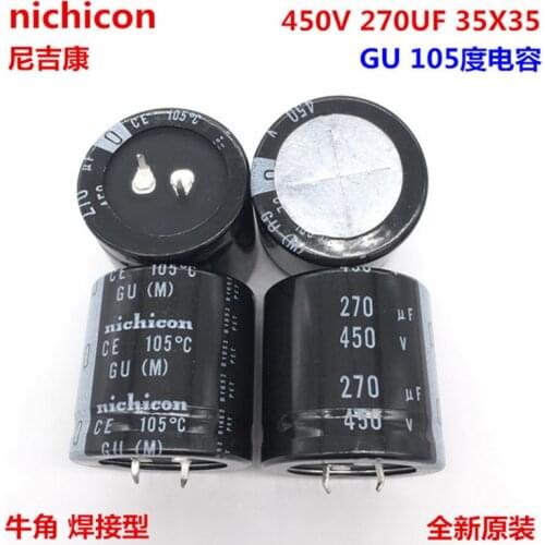 2PCS/10PCS 270uf 450v Nichicon GG/GU 35x35mm 450V270uF Snap-in PSU Capacitor