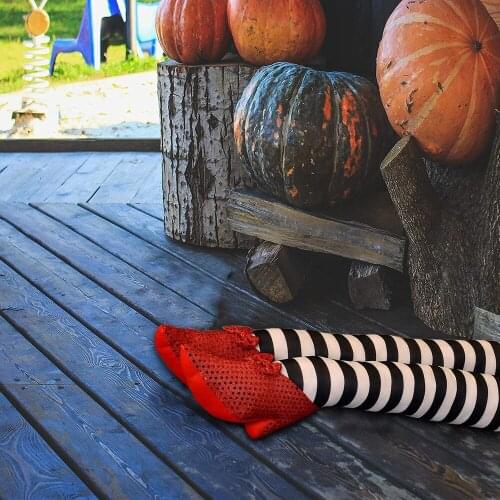2pcs Halloween Prosthetic Legs Decoration Witch Striped Legs Prank Props Haunted House Halloween Decorations Props