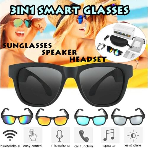 2021 Polarized bluetooth 5.0 Sunglasses Headphones With Stereo Speaker Smart Glasses IPX7 Headset Earphone Speakers with Mic