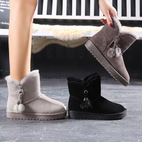 2021 Luxury Mink Fur Decoration Ankle Winter Sheepskin Boots For Women Genuine Leather Wool Warm Snow Boots