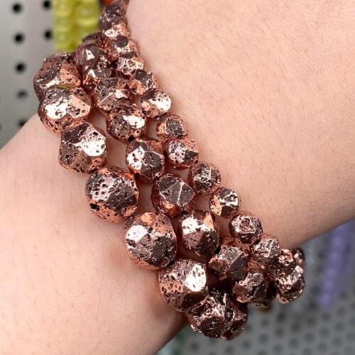 Natural Faceted Volcanic Rock Hematite Stone Beads Loose Spacer Beads For Jewelry Making Diy Necklace Bracelet Accessories