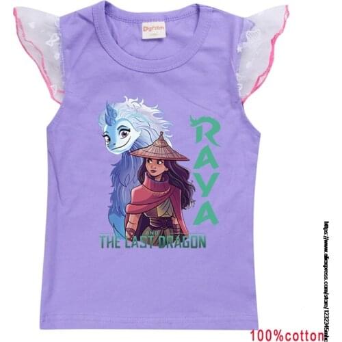 Raya and The Last Dragon Girl T-Shirt 2-15Y Infant Baby Girl Boy Cotton Flying Sleeves Tops Outfits Clothes birthday gift