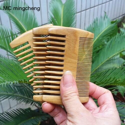 MC Brand Green Sandalwood Beard Comb Pocket Handmade Hair Combs Pure Natural Wood Comb Hair Brush Professional Hairbrush 9-3