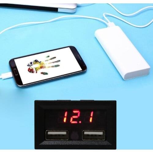 12V Lead Acid Battery Capacity Indicator Voltage Car Power Display with Dual USB Charger 5V 2A