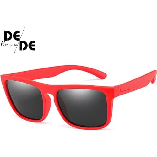 Square Polarized Sunglasses Kids Silicone Safe TR90 Sun Glasses Girls Boys UV400 Coating Mirror