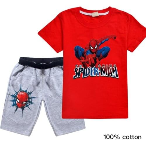 Disney Spiderman Summer childrens suit girl Clothing suit top+pants 2 piece set childrens casual wear sports suit