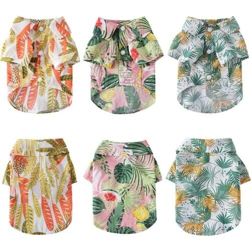 Summer Pet Beach Shirt Dog Clothes Pet Printted Floral Hawaii Beach Casual Pet Travel Shirt Floral Short Sleeve Dog Cat Blouse