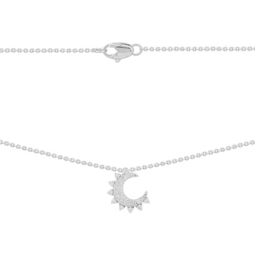 SLJELY Fashion Solid 925 Sterling Silver Moon Pendant Short Necklace Micro AAA Zirconia Women Fine EDEN Series Brand Jewelry