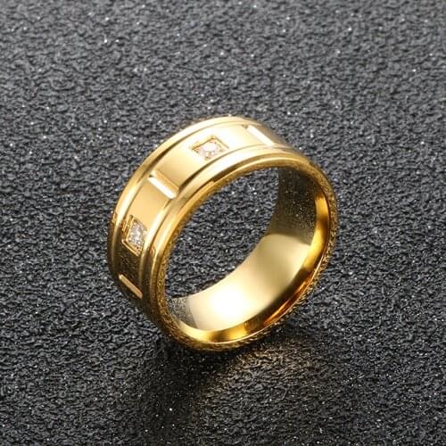 Fashion Gold Color Crystals Rings For Women Men High Quality Stainless Steel Hip-hop CNC Setting Party Elegant Jewelry Gifts