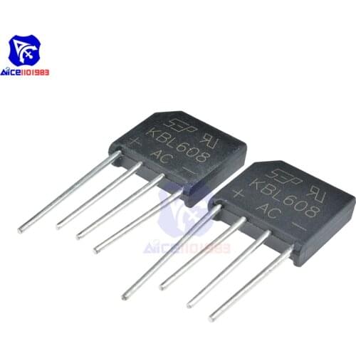 10PCS/Lot Bridge Rectifier Diode KBL608 SIP-4 6A 800V Single Phase Bridge Rectifier Original Integrated Circuit