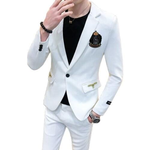 2021 Men Casual Busniess Suits Formal Slim Fit Office Blazers Jacket Pants Trousers Fashion Two Pieces Set Work Clothes