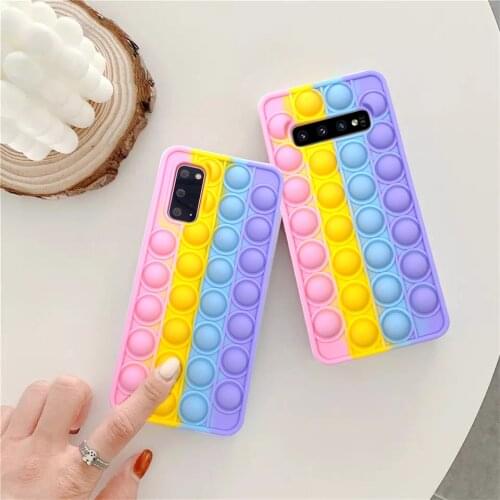 Samsung A11 A12 A21 A32 A72 A52 A71 A51 A70 A50 A10E S21 S20 S10 Plus Note 10 9 Stress Reliever Toys Push Pop Bubble Soft Case
