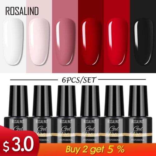 Rosalind Gel Nail Polish Set 4/6PC 7ML Kit Hybrid Varnishes For Nails Art Manicure Need Cured Base Top Coat Gel Polish Set