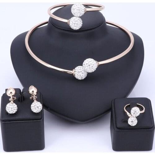 OUHE Trendy Nigerian Wedding African Jewelry Sets for Wommen Crystal Necklace Set Party Bridal Dubai Jewelry Set