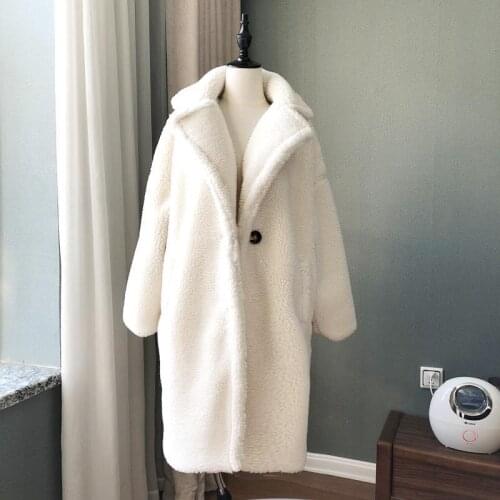 Winter Overcoat Women Faux Fur Coat Luxury Long Fur Coat teddy Jacket Loose Lapel Shaggy Coat Plus Winter Thick Warm Fluffy
