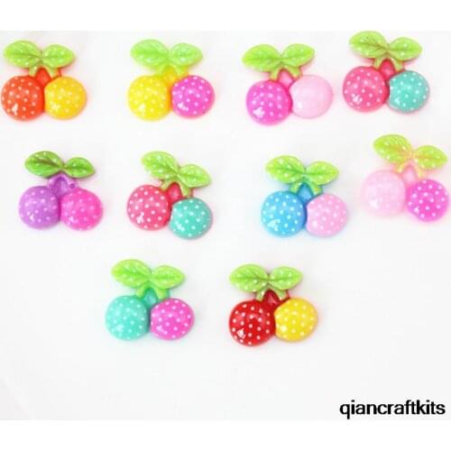 250pcs 20x19x6mm mixed colors polka dots cherry cabochon resin flatback button kawaii phone jewelry making polka dots berry