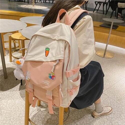 Schoolbag female Korean 2021 new campus small fresh junior high school schoolbag leisure nylon lovely girl Backpack