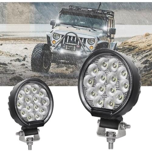 LED Work Light 42W 9V-32V Round Flood Spot Light Off road LED 6000K Super Bright Daylight White Light Lamp for Car Truck SUV