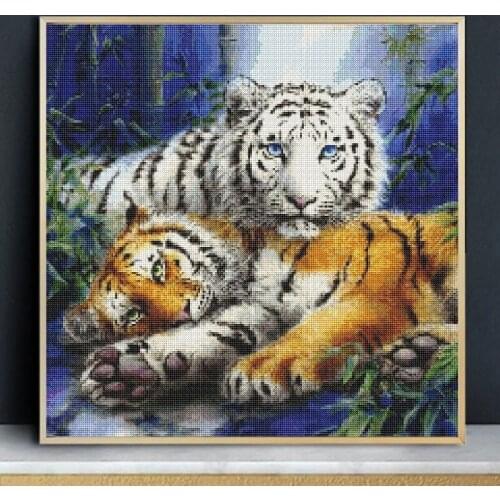 Tiger 5D 100% Full Diamond Painting Cartoon Characters Diamond Embroidery Full Round Diamond Picture Wall Decorations Gift