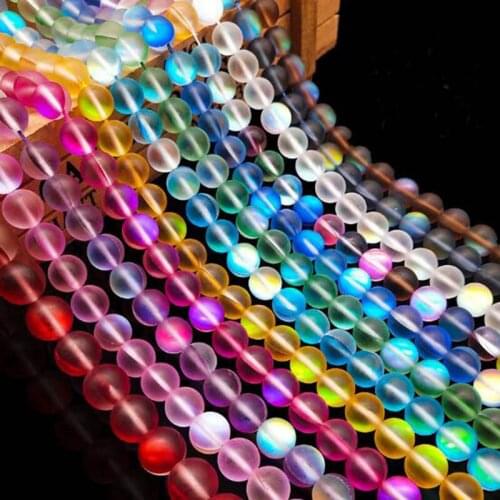 High Quality Color-changing Glass Stone 6/8/10/12mm Frosted Round Necklace Bracelet Jewelry Loose Beads 38cm wk150