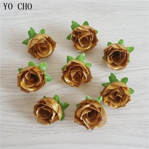 YO CHO 10pc Artificial Peony Flowers Head DIY Wreath Wedding Home Decor Flower Wall 3cm Rose Head For DIY Rose Bear Silk Flowers