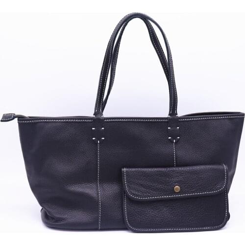 Women Large Capacity Designer Handbag Soft Genuine Leather Female Portable Shoulder Bag Vintage Top-handle bags Casual Big Tote