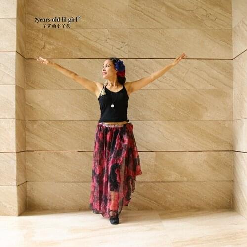 7years Old Lil Girl 2021Women Belly Dance Transparent Thin Skirt Oriental India Bollywood EY15