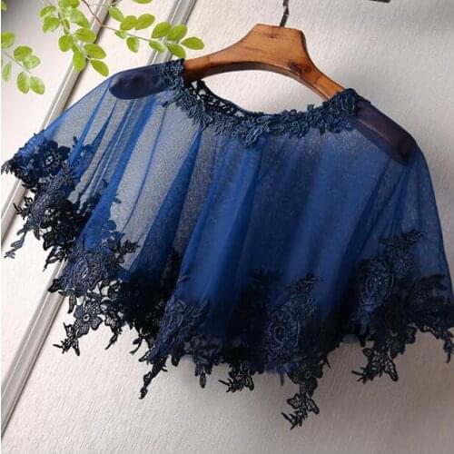 Womens navy blue mesh Pashmina Female Summer Sunscreen Mesh Lace Shawl cloak R2151