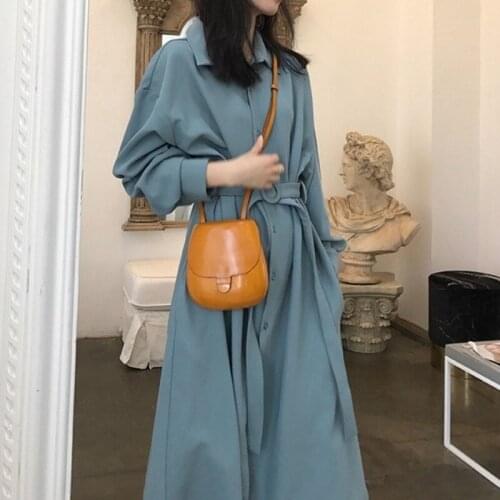 Mazefeng New 2020 Autumn Winter Women Dresses Sashes Fashionable Female Prairie Chic Elegant Casual Midi Solid Shirt Dresses
