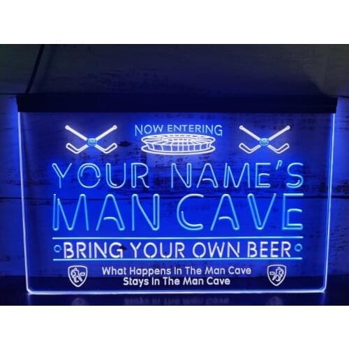 0S022 Name Personalized Custom Man Cave Hockey Bar Beer Dual Color LED Neon Sign