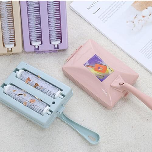 1pc Reusable Multi-Functional Double Head Handheld Carpet Table Brush Plastic Sweeper Dirt Hair Cleaner Collector Roller Tool