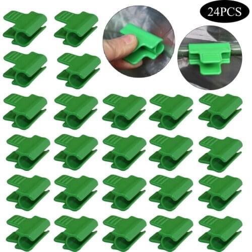 24Pcs Pipe Clamps for Outer Diameter 11/12 mm Plant Stakes Greenhouse Shelters Film Row Cover Shading Netting Tunnel Hoop Clips