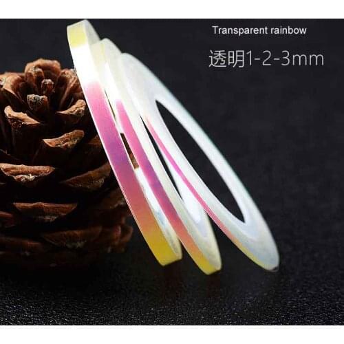 3 rolls of rainbow chromeTransparent nail art striping tape/ 1mm, 2mm and 3mm wide/ Holographic nail tape/ Nail decorations