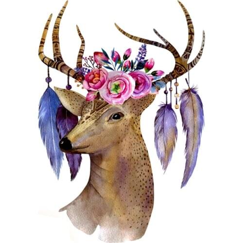 5pcs Miss Deer With Corolla Waterproof Temporary Tattoos Men Feather Tatouage Temporaire Femme Henna Tattoo Tatoo Sleeve Sticker