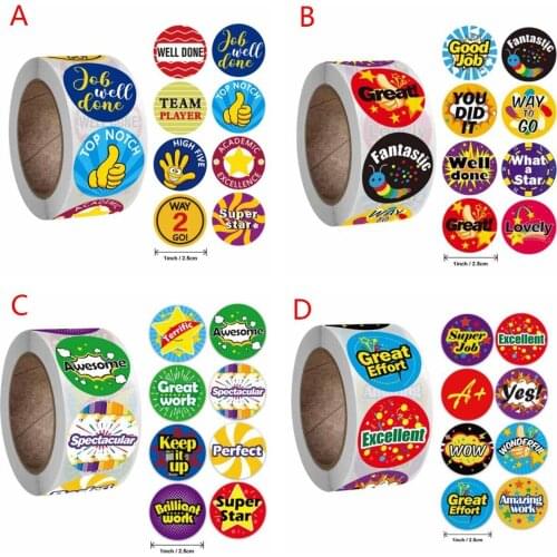 500pcs Reward Stickers Encouragement Labels Roll for Kids Motivational Sticker with Cute Animals for Children Students Teachers