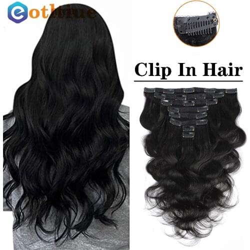 Clip In Hair Extensions Human Hair Brazilian Body Wave Clip In 8 Pcs/Set Natural Black Color Clip Ins Remy Hair 8-24 Inch 120G
