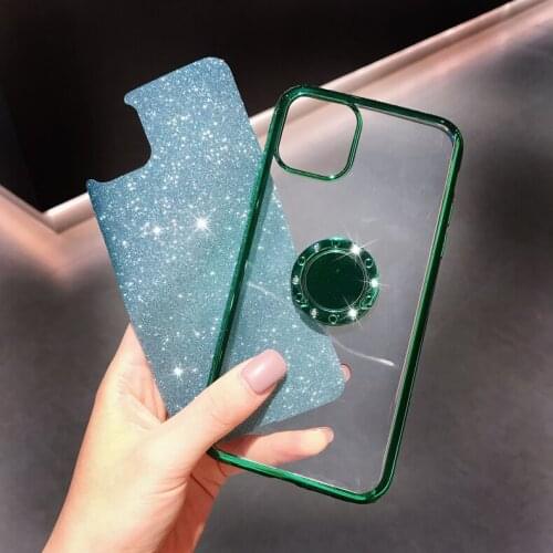 Fashion Bling Glitter Ring Stand Holder Soft Back Cover For iPhone Xr X 11 Pro Xs Max 8 7 6 6S Plus 8Plus Case Glove Protector