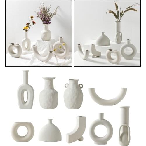 Decorative Flowers Vases Nordic Minimalism Irregular Ceramic Vase Art Exhibition Hall Flower Vase For Living Room