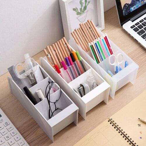 Home Desktop Pen Barrel Multi-layer Grid Storage Box Plastic Stationery Storage Rack Cosmetics Lipstick Makeup Brush Organizer