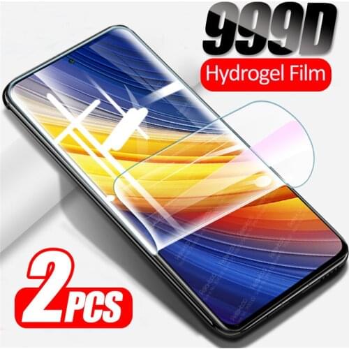 2pcs Full Curved Hydrogel Soft Film For Xiaomi Poco X3 Pro F3 M3 Pocco Pocophone F M X 3 NFC Screen Protector Not Tempered Glass