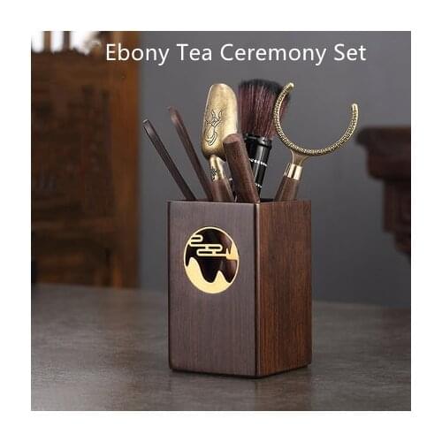 Homelike Ebony Wooden Tea Ceremony Six Gentlemen Set Home Tea Cone Kung Fu Tea Set Accessories Tea Clip Tea Spoon Ornament