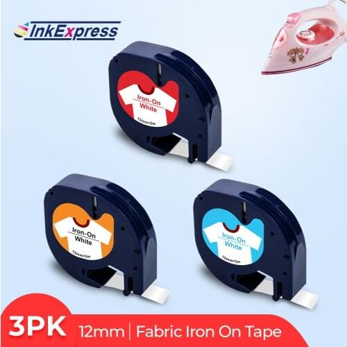 InkExpress 3Pcs Compatible Fabric Iron On Tape 18769 18773 18777 18771 For DYMO LetraTag Label Printer Tape 18769 Printer Ribbon