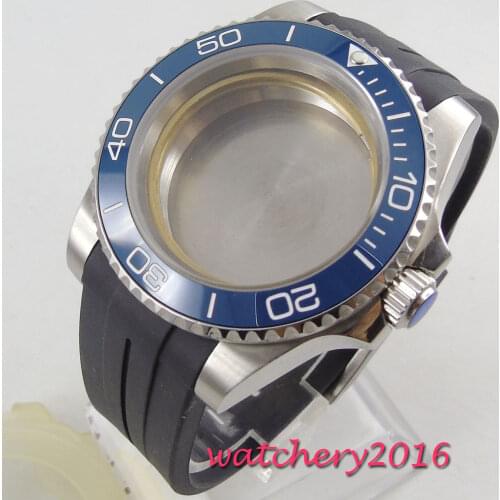 40mm sapphire glass blue ceramic bezel Watch Case set fit 2836 miyota 8215 MOVEMENT