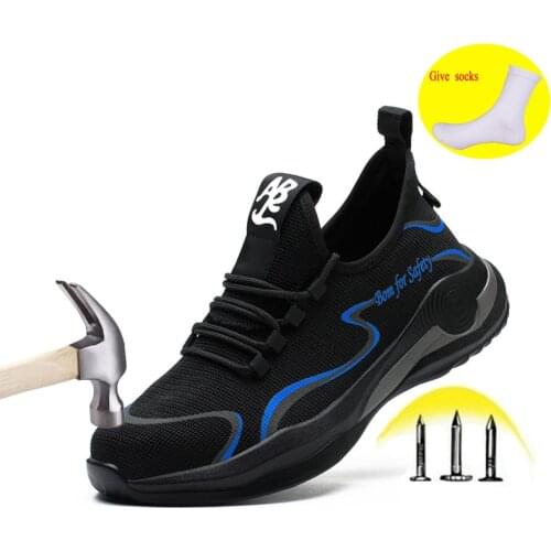 Men Light Sneaker Indestructible Steel Toe Soft Anti-piercing Work Boots Men Shoes New Breathable Mesh Safty Shoes Running Shoes