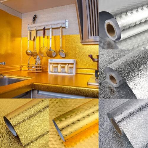 Kitchen Oil-proof Stickers Anti-fouling High-temperature Aluminum Foil Self-adhesive Croppable Stove Gas Cabinet Wallpaper