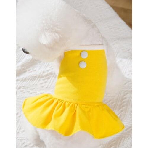 Summer Pet Slip Dress Skirt For Small Dogs Cats Fresh Solid breathable Puppy Clothes S/ M/ L/ XL Yellow Red Color