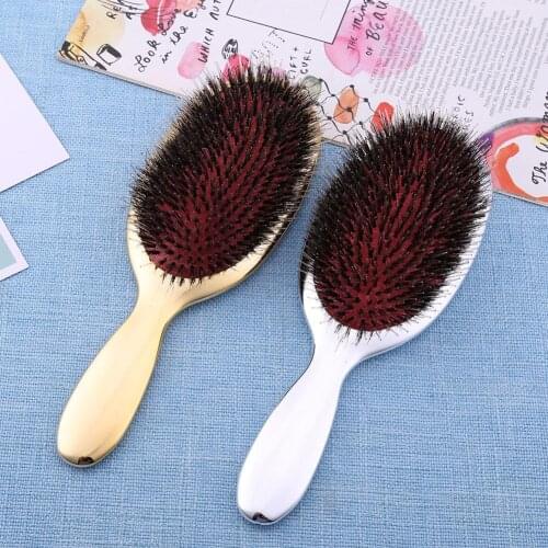 Anti-Static Hair Brush Boar Bristle Massage Air Cushion Comb Hairdress Tool Barber Accessories Comb for Hair Gold Silver T148