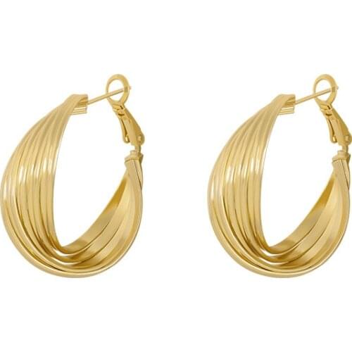 Metal Circle Earring Geometric Round Hoop Earrings Interweave Twist Earrings For Women Girls Accessories Party Retro Jewelry