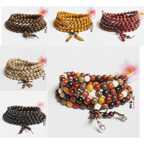108 Beads 8mm Sandalwood Buddhist Jewelry Buddha Wood Prayer Bead Mala Unisex Men Bracelets & Bangles Jewelry Bijoux